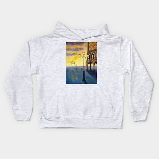 Lowry Meets Venice. Acrylics on board, an original artwork. Kids Hoodie by JonDelorme